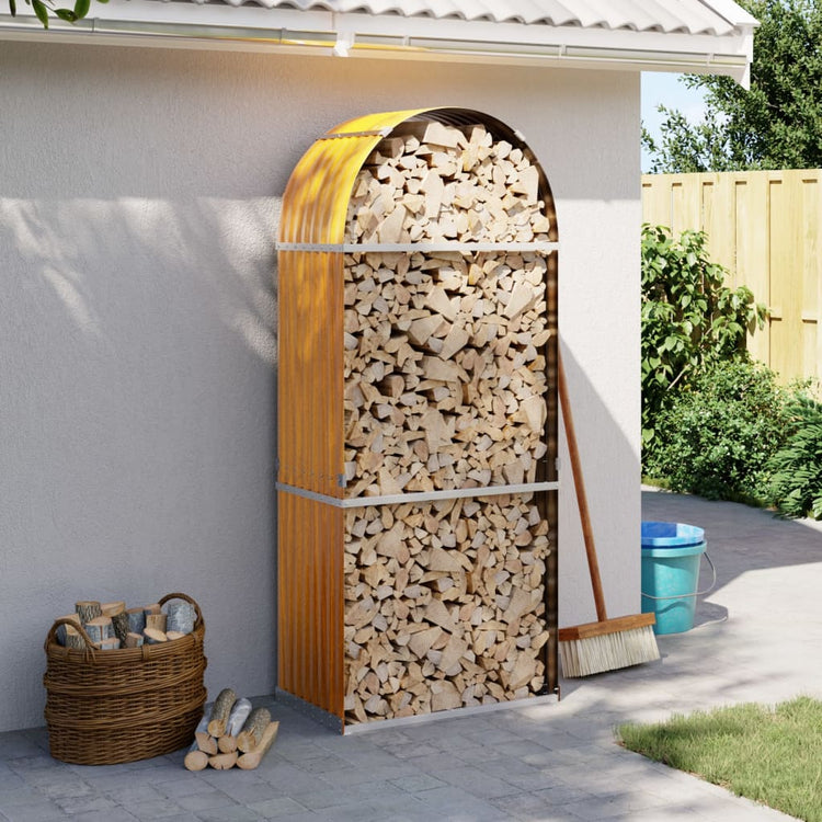 Vidaxl Brennholz Aufbewahrung 80x45x190 cm verzinktes Stahl hellbraun