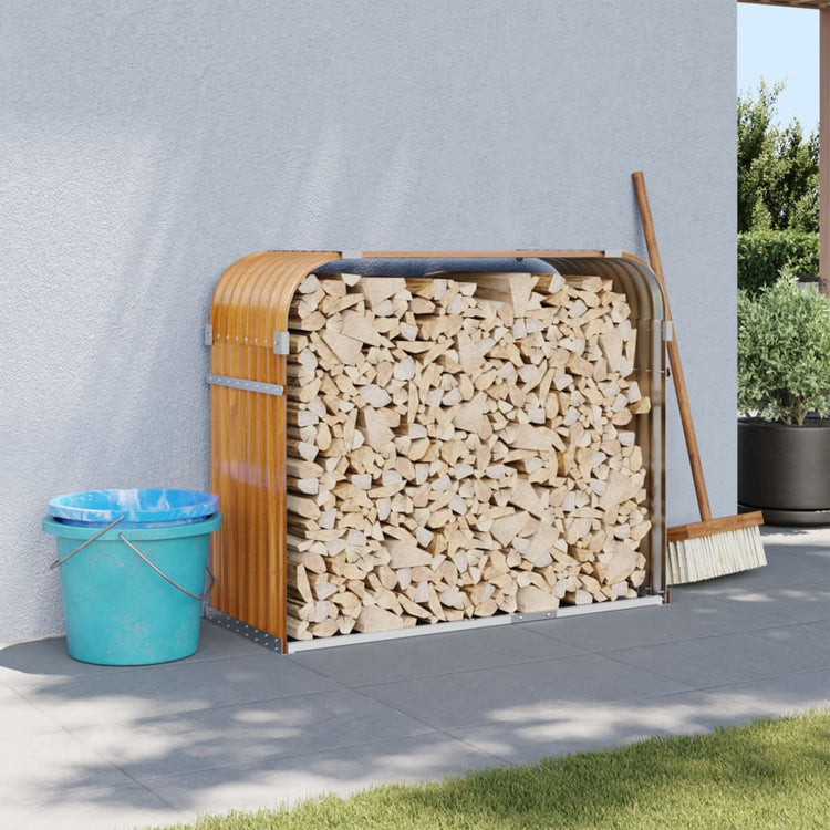 Vidaxl Brennholz Aufbewahrung 120x45x100 cm verzinktes Stahl hellbraun