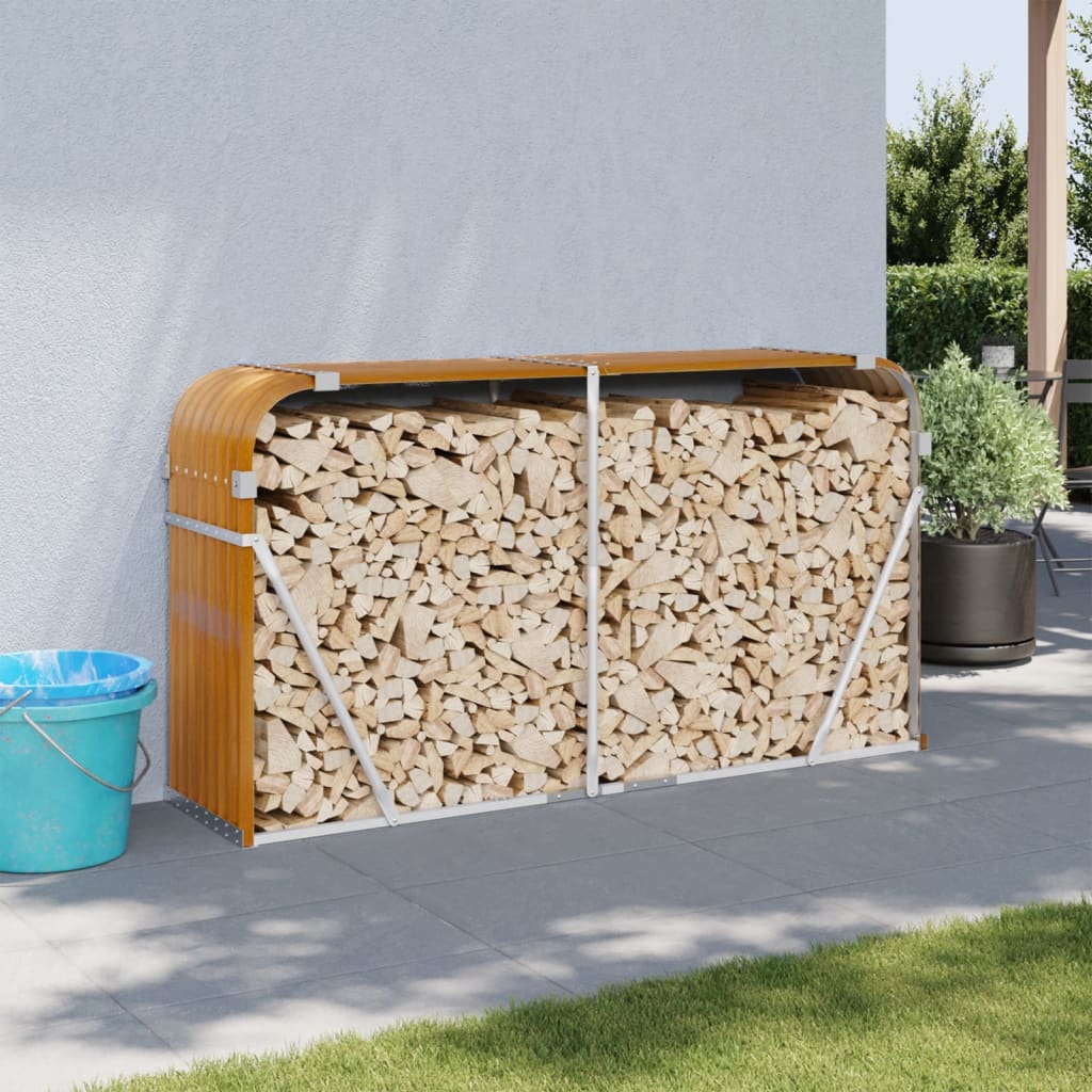 Vidaxl Brennholz Aufbewahrung 180x45x100 cm verzinktes Stahlhellbraun