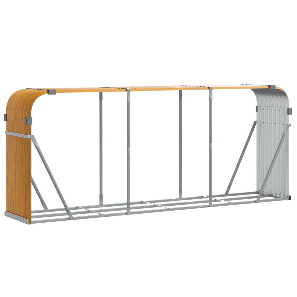 Vidaxl Brennholz Aufbewahrung 234x45x100 cm verzinktes Stahl hellbraun