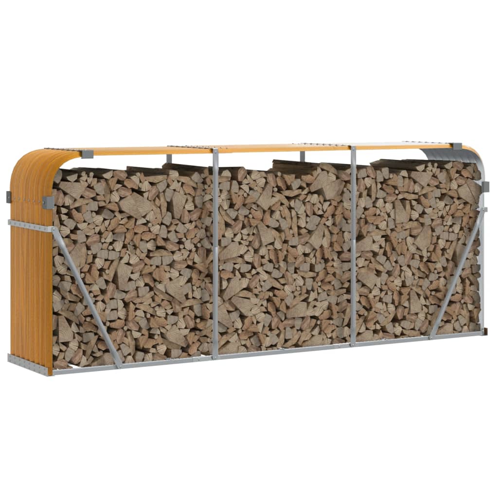 Vidaxl Brennholz Aufbewahrung 234x45x100 cm verzinktes Stahl hellbraun