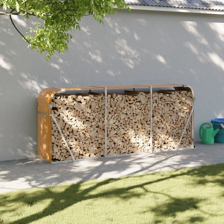 Vidaxl Brennholz Aufbewahrung 234x45x100 cm verzinktes Stahl hellbraun