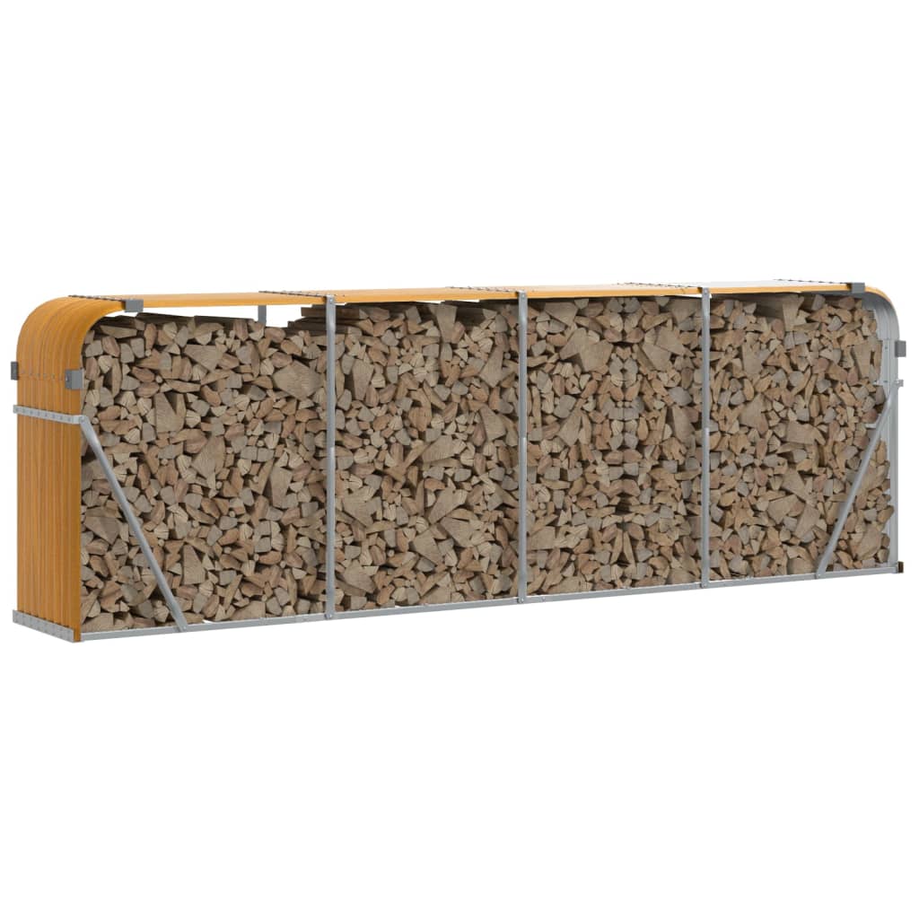 Vidaxl Brennholz Aufbewahrung 300x45x100 cm verzinktes Stahl hellbraun