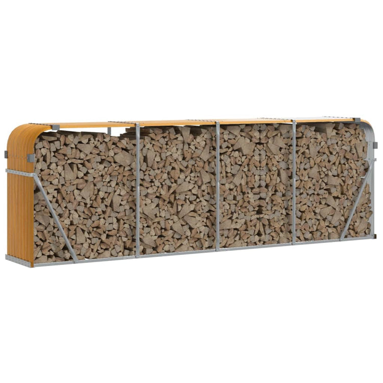 Vidaxl Brennholz Aufbewahrung 300x45x100 cm verzinktes Stahl hellbraun