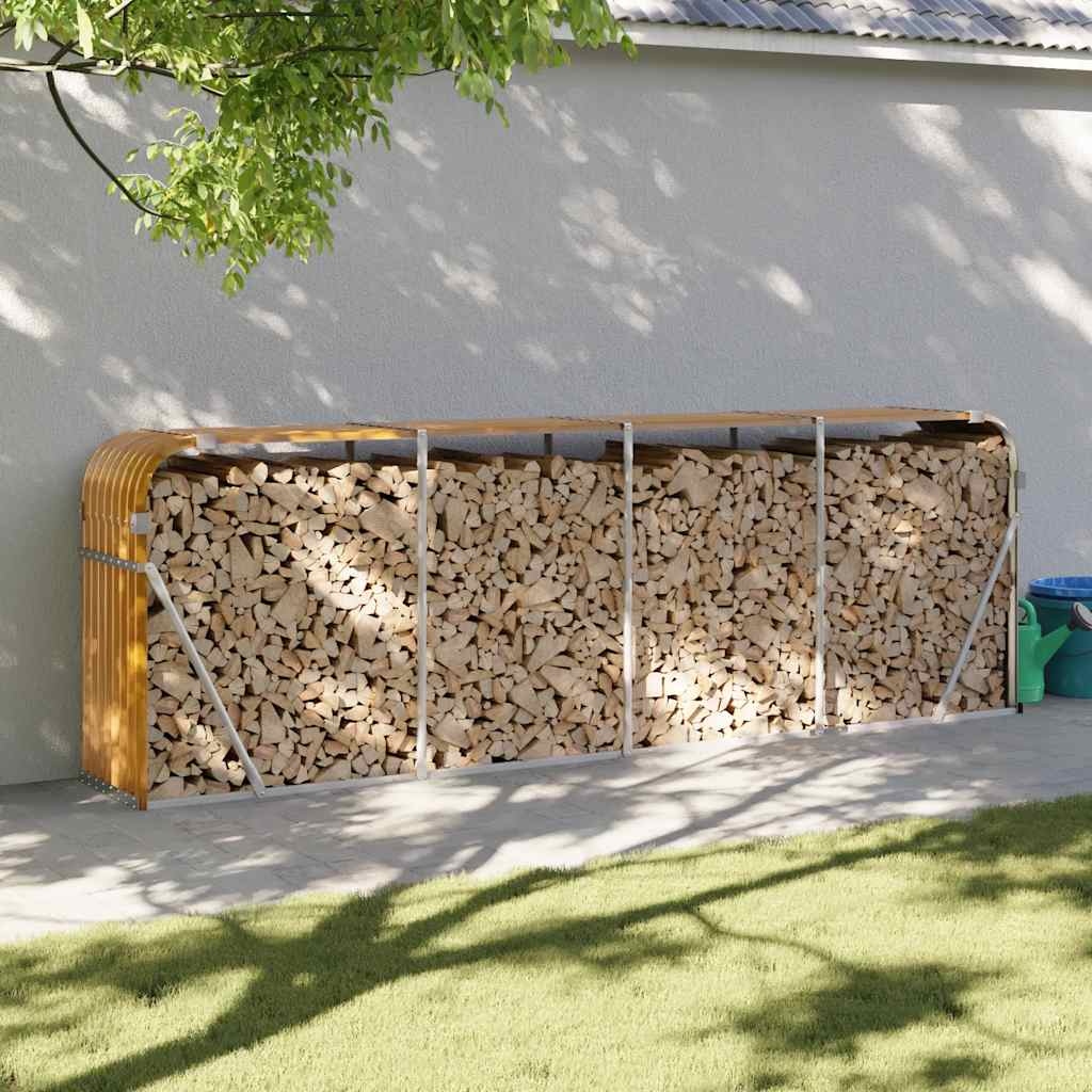 Vidaxl Brennholz Aufbewahrung 300x45x100 cm verzinktes Stahl hellbraun