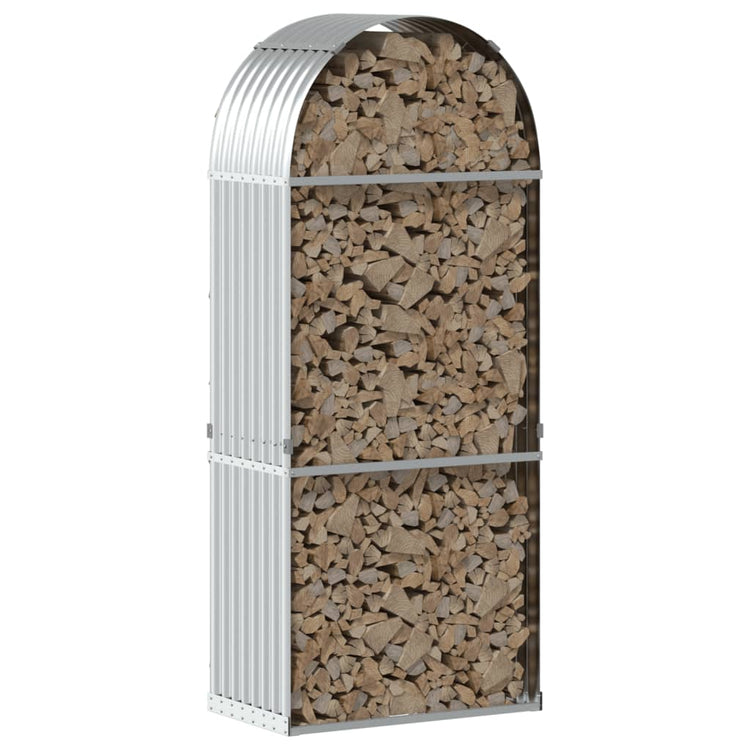 Vidaxl Brennholz Aufbewahrung 80x45x190 cm verzinkter Stahl Silberfarbe