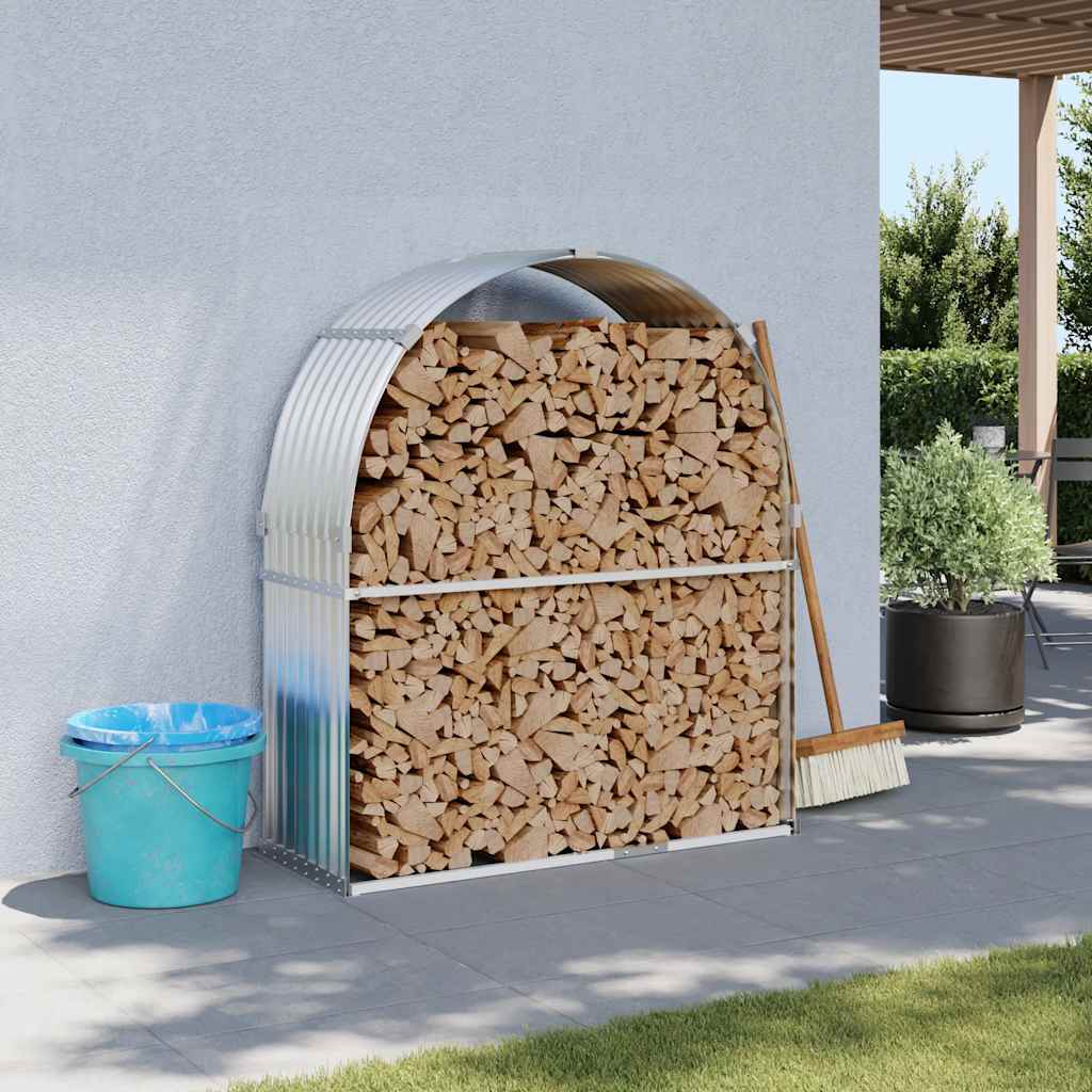 Vidaxl Brennholz Speicher 120x45x140 cm verzinkter Stahl Silberfarbe
