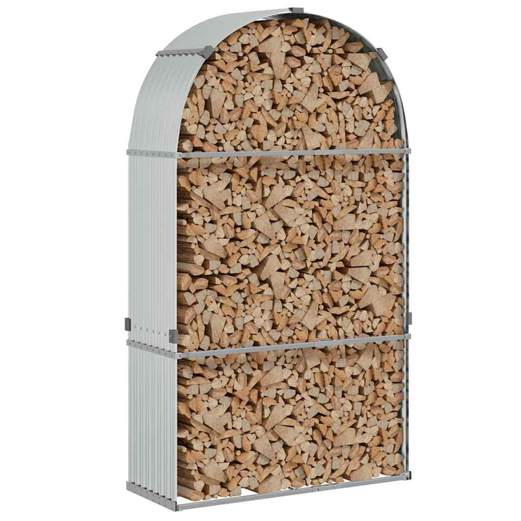 Vidaxl Brennholz Speicher 120x45x210 cm verzinkter Stahl Silberfarbe
