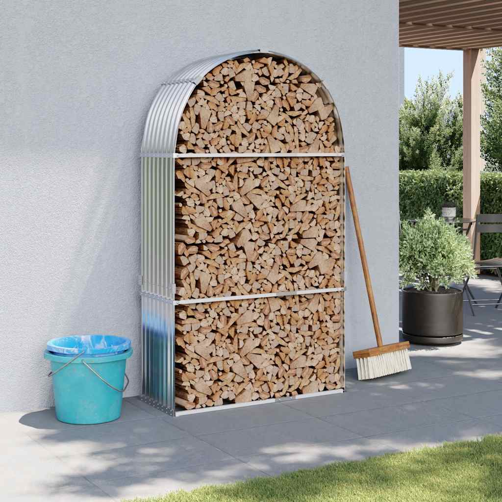 Vidaxl Brennholz Speicher 120x45x210 cm verzinkter Stahl Silberfarbe