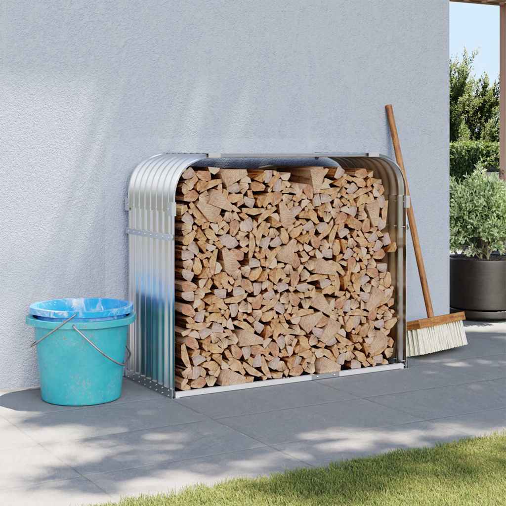 Vidaxl Brennholz Speicher 120x45x100 cm verzinkter Stahl Silberfarbe