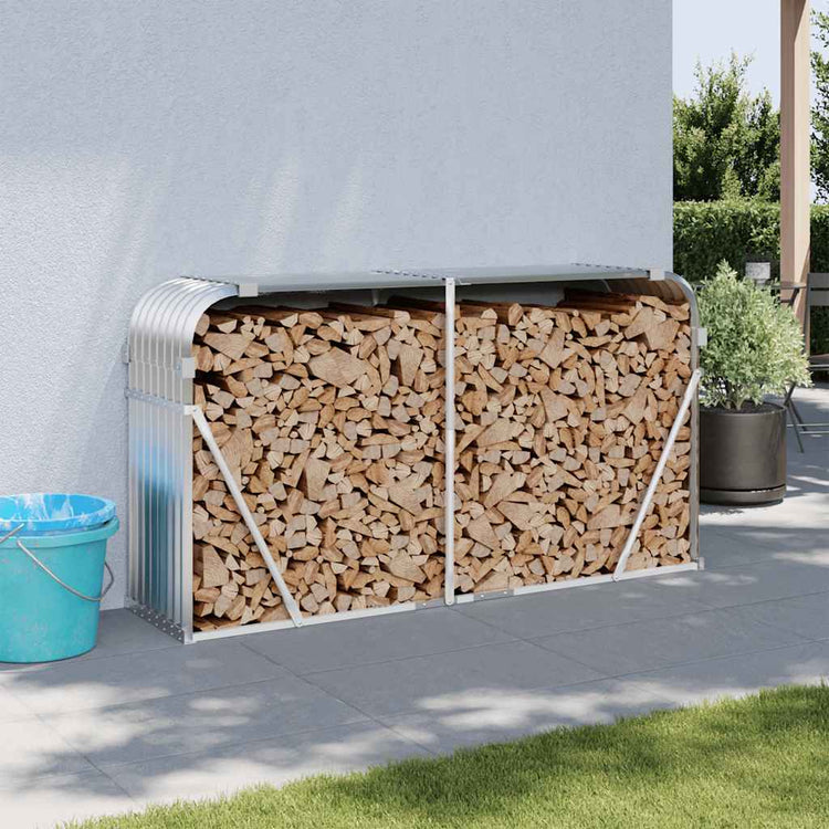 Vidaxl Brennholzlager 180x45x100 cm verzinkter Stahl Silberfarbe