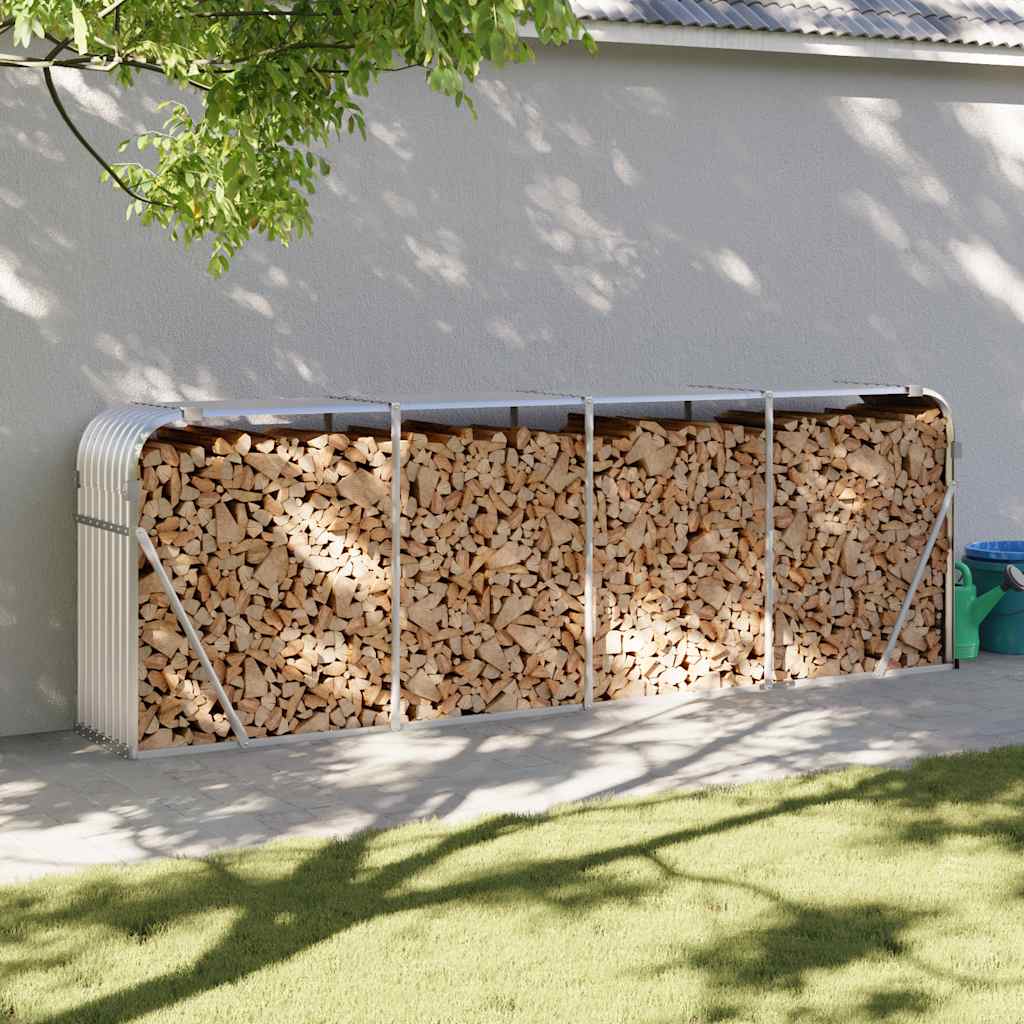 Vidaxl Brennholz Aufbewahrung 300x45x100 cm verzinkter Stahl Silberfarbe