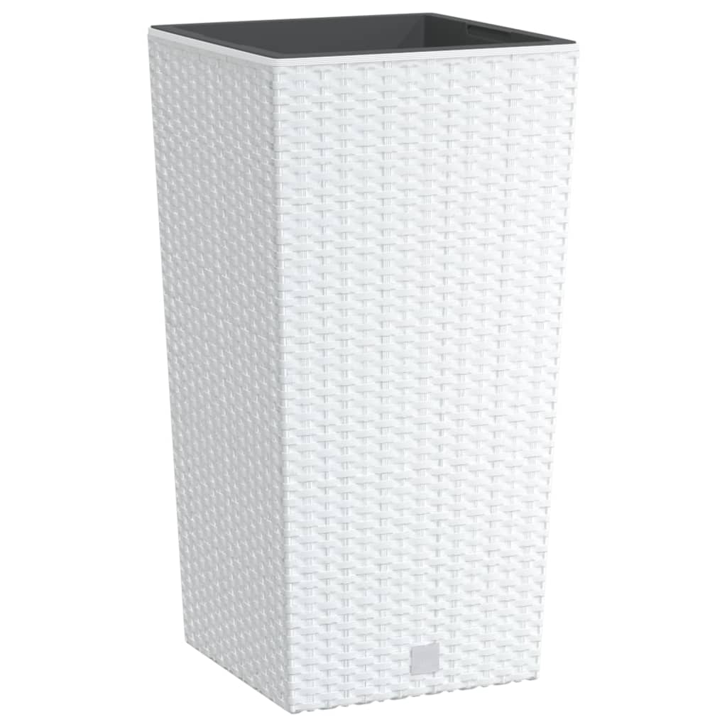 Vidaxl -Pflanzer mit abnehmbarem Bak Rattan Look 11 26,5 l PP Weiß