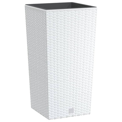 Vidaxl -Pflanzer mit abnehmbarem Bak Rattan Look 11 26,5 l PP Weiß