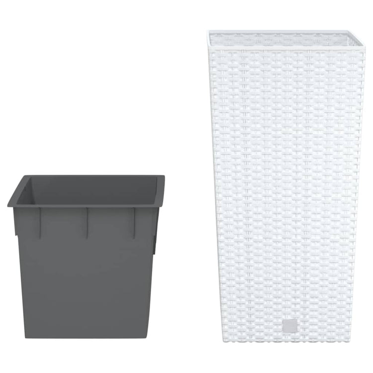 Vidaxl -Pflanzer mit abnehmbarem Bak Rattan Look 11 26,5 l PP Weiß