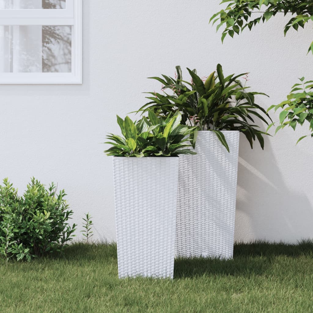 Vidaxl -Pflanzer mit abnehmbarem Bak Rattan Look 11 26,5 l PP Weiß