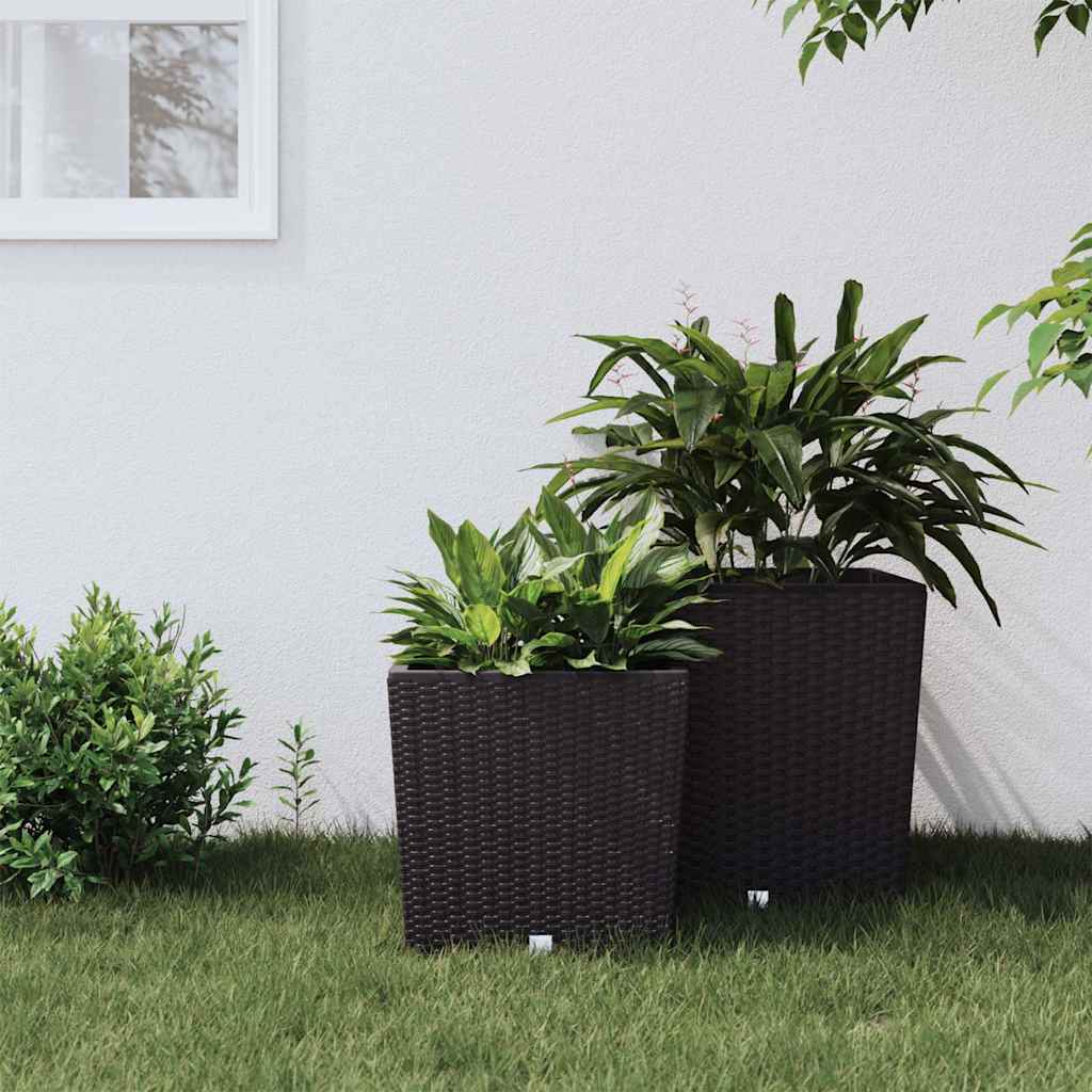 Vidaxl Pflanzer mit abnehmbarem Bak Rattan Look 21 32 l PP Brown