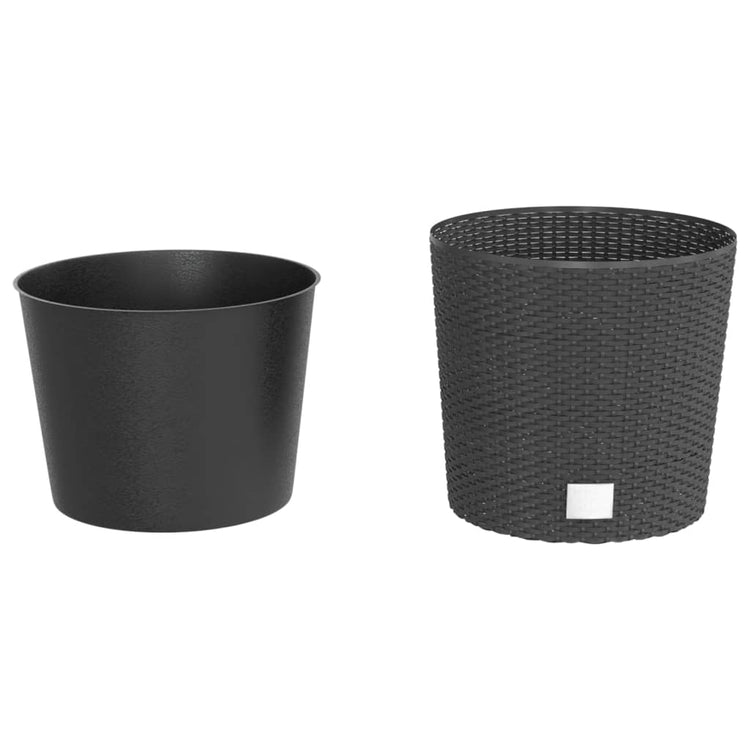VIDAXL -Pflanzer entfernbarer Bak Rattan Look 15 15,3 l PP Anthrazit