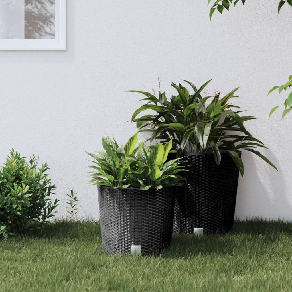 VIDAXL -Pflanzer entfernbarer Bak Rattan Look 15 15,3 l PP Anthrazit