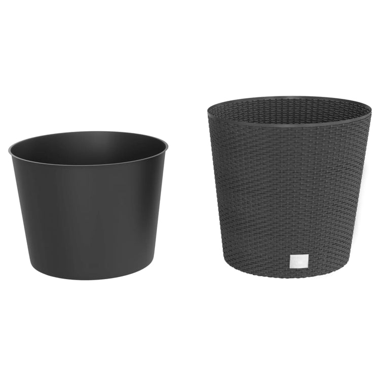 VIDAXL -Pflanzer entfernbarer Bak Rattan Look 35 37,5 l PP Anthrazit