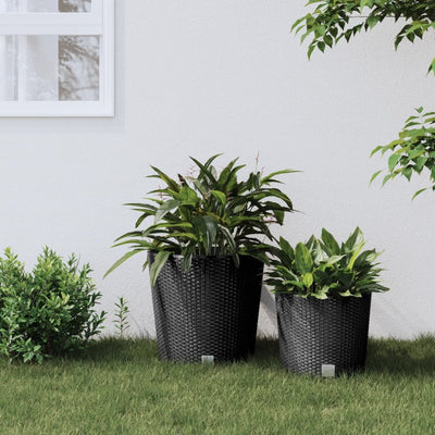 VIDAXL -Pflanzer entfernbarer Bak Rattan Look 35 37,5 l PP Anthrazit