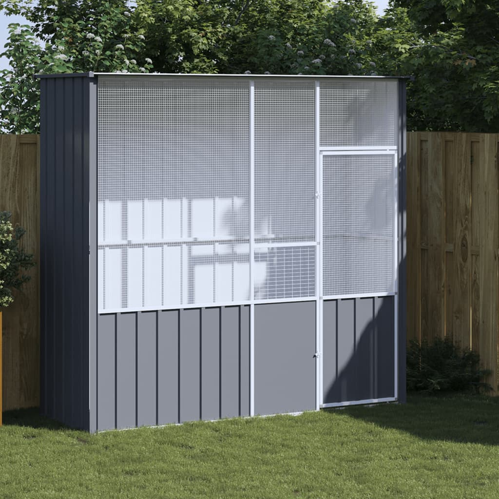 VIDAXL -Vogelkäfig 215x78x200 cm verzinkter Stahl -Anthrazit -Verschärfen