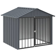 Vidaxl Hundedach mit Dach 117x103x102 cm verzinkter Stahl schwarz - afbeelding 2