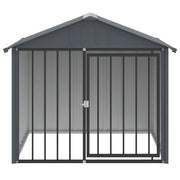 Vidaxl Hundedach mit Dach 117x103x102 cm verzinkter Stahl schwarz - afbeelding 3