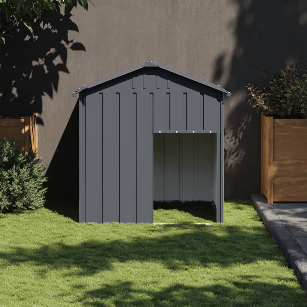 VIDAXL -Hundedach mit Dach 117x103x123 cm verzinkter Stahl -Anthrazit