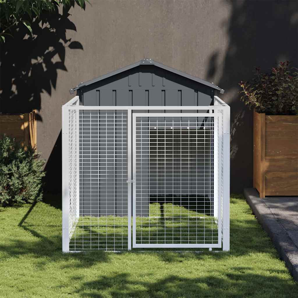 VIDAXL -Hundedach mit Dach 117x201x123 cm verzinkter Stahl -Anthrazit