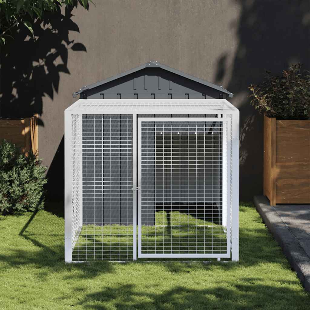 Vidaxl Chicken Coop mit Lauf 117x201x123 cm verzinkter Stahl -Anthrazit