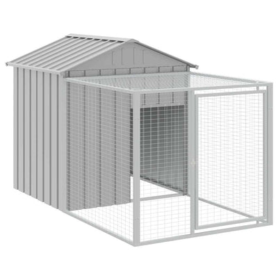 Vidaxl Chicken Coop mit Lauf 117x201x123 cm verzinkter Stahl grau
