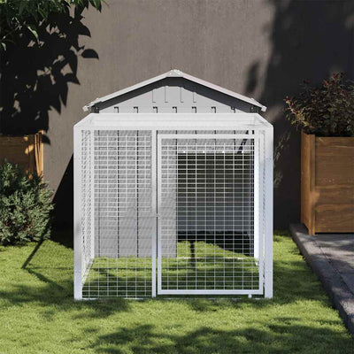 Vidaxl Chicken Coop mit Lauf 117x201x123 cm verzinkter Stahl grau