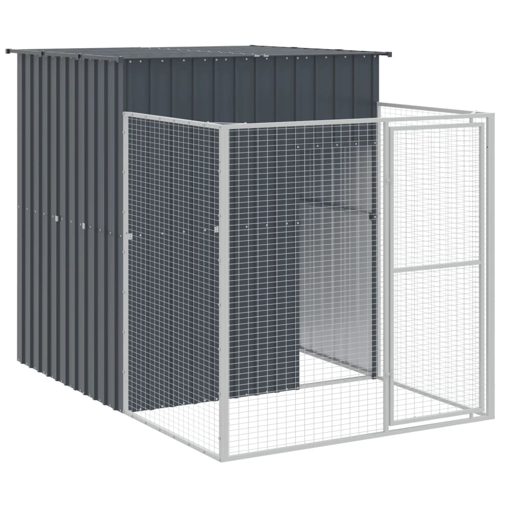 VIDAXL -Hundedoft mit Lauf 165x251x181 cm verzinkter Stahl -Anthrazit