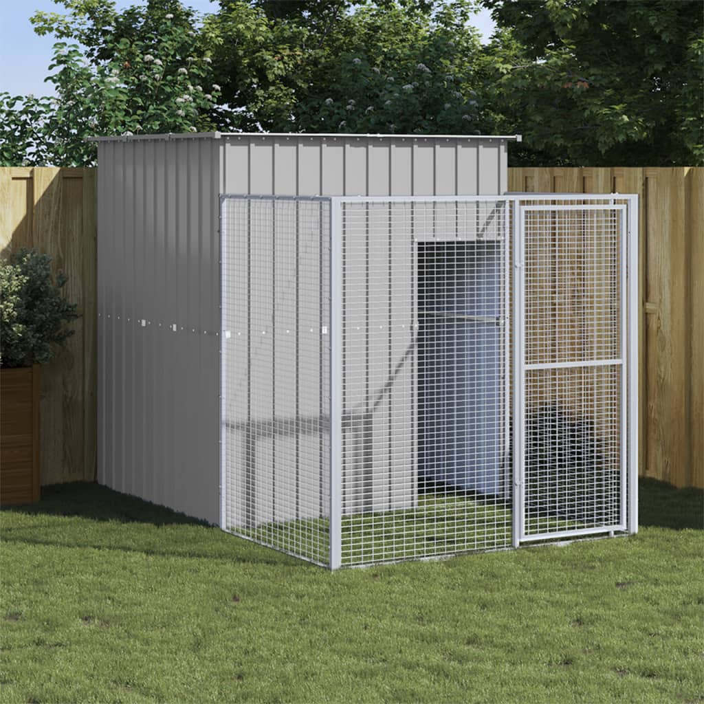 Vidaxl Hund Loft mit Lauf 165x251x181 cm verzinkter Stahl grau