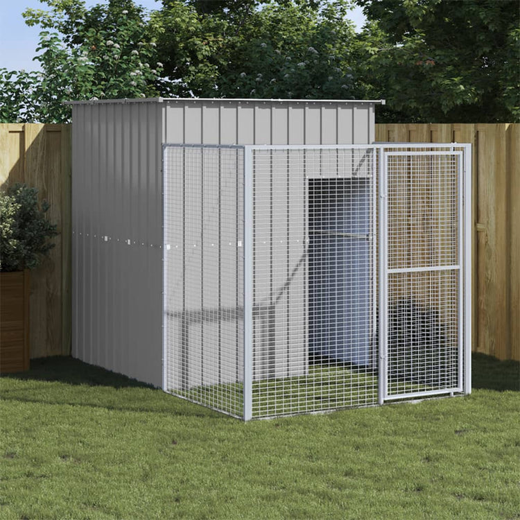 Vidaxl Hund Loft mit Lauf 165x251x181 cm verzinkter Stahl grau