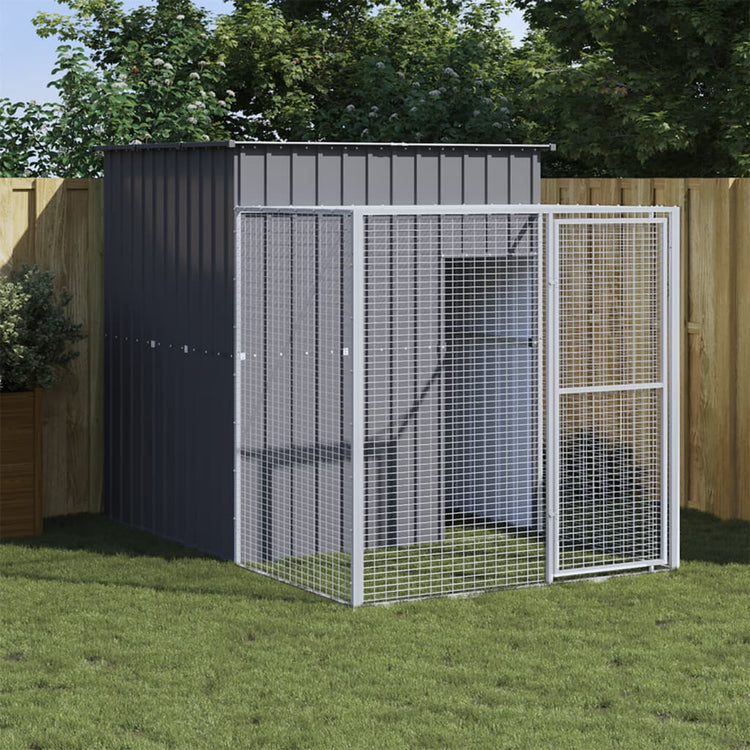 VIDAXL -Hühnchen -Stall mit Lauf 165x251x181 cm verzinkter Stahl -Anthrazit
