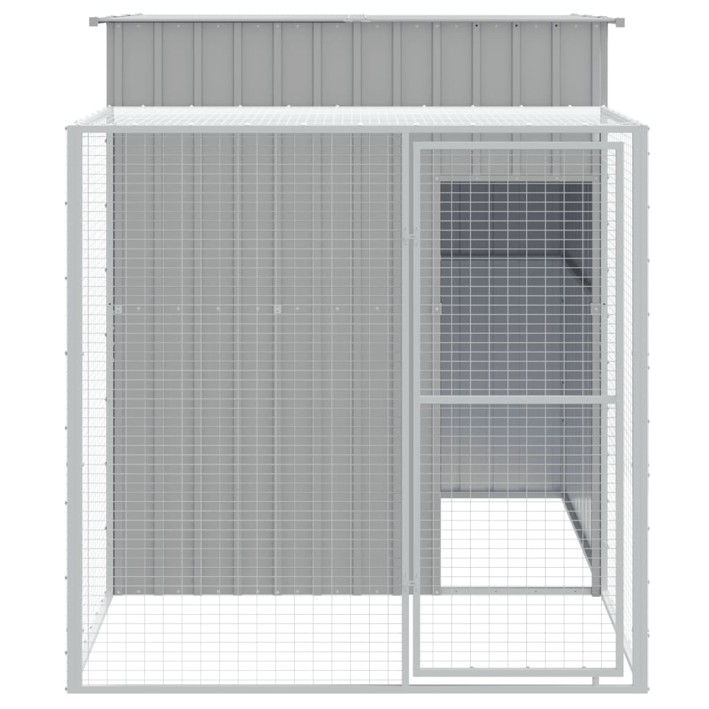 Vidaxl Chicken Coop mit Lauf 165x251x181 cm verzinkter Stahl grau
