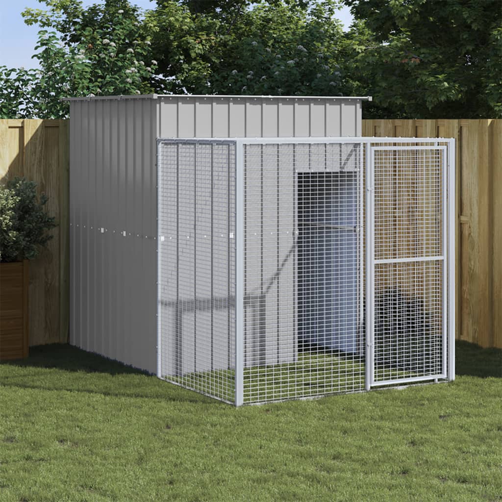 Vidaxl Chicken Coop mit Lauf 165x251x181 cm verzinkter Stahl grau