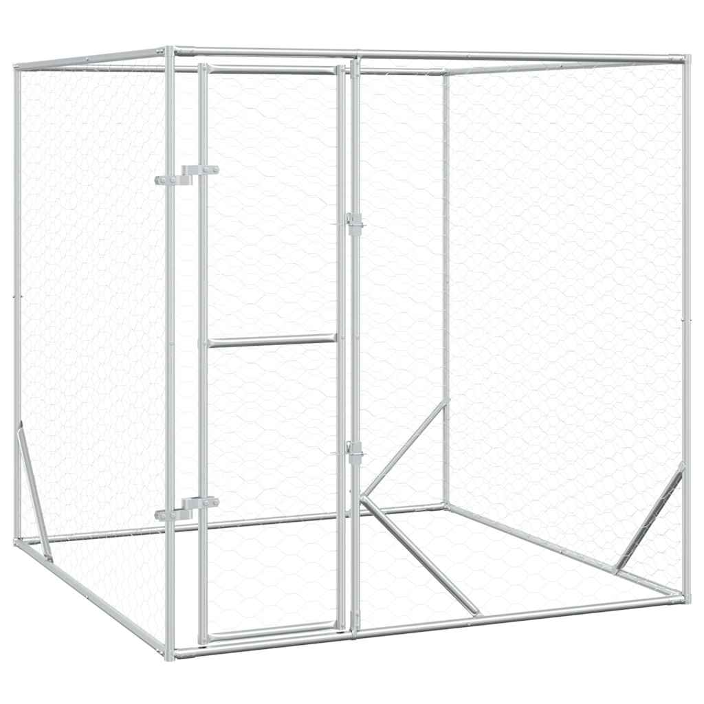 Vidaxl -Hundezwinger für außen 2x2x2 m verzinktes Stahl Silber