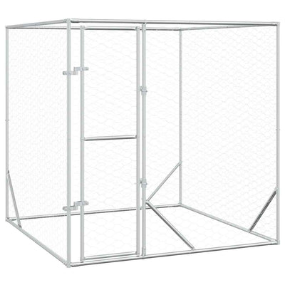 Vidaxl -Hundezwinger für außen 2x2x2 m verzinktes Stahl Silber