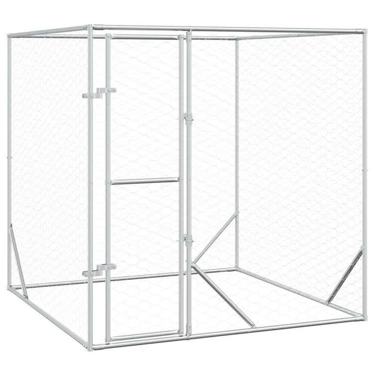 Vidaxl -Hundezwinger für außen 2x2x2 m verzinktes Stahl Silber