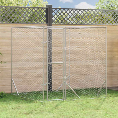 Vidaxl -Hundezwinger für außen 2x2x2 m verzinktes Stahl Silber