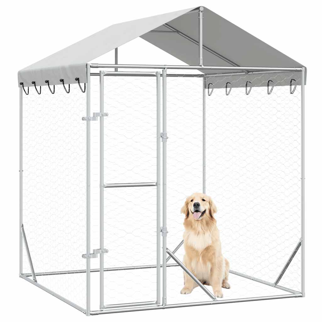 Vidaxxl Hundehütte mit Dach 2x2x2,5 m verzinkter Stahl silber