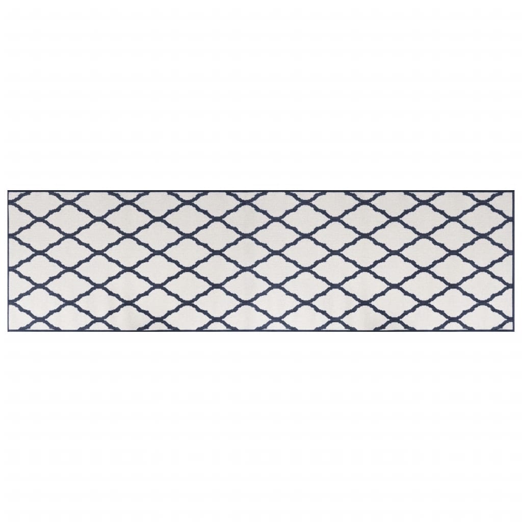 Vidaxl außerhalb des Teppichs reversibler 80x250 cm Marineblau und Weiß