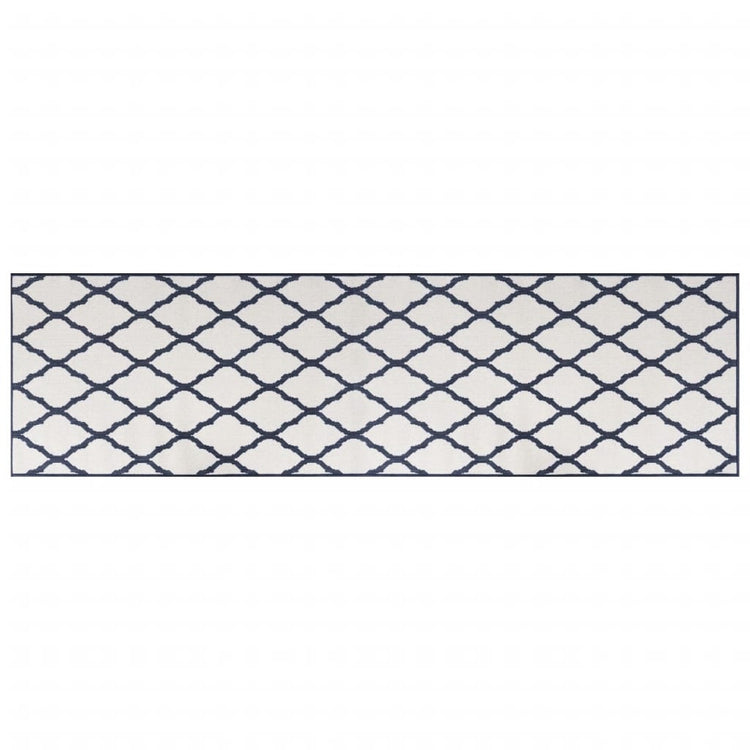 Vidaxl außerhalb des Teppichs reversibler 80x250 cm Marineblau und Weiß