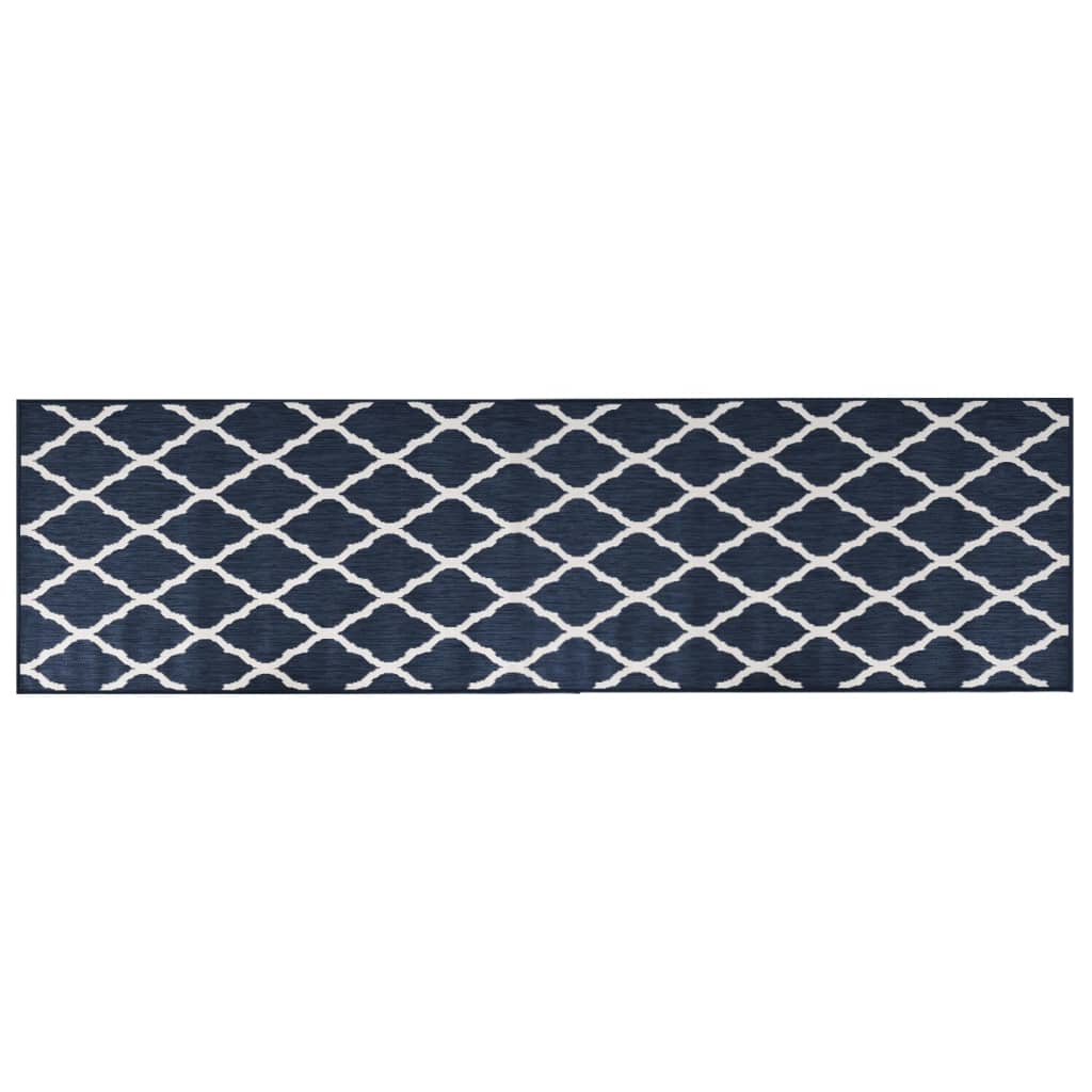 Vidaxl außerhalb des Teppichs reversibler 80x250 cm Marineblau und Weiß