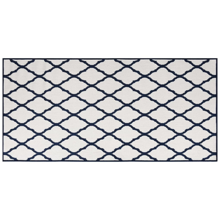 Vidaxl Outdoor Teppich reversibler 100x200 cm Marineblau und Weiß