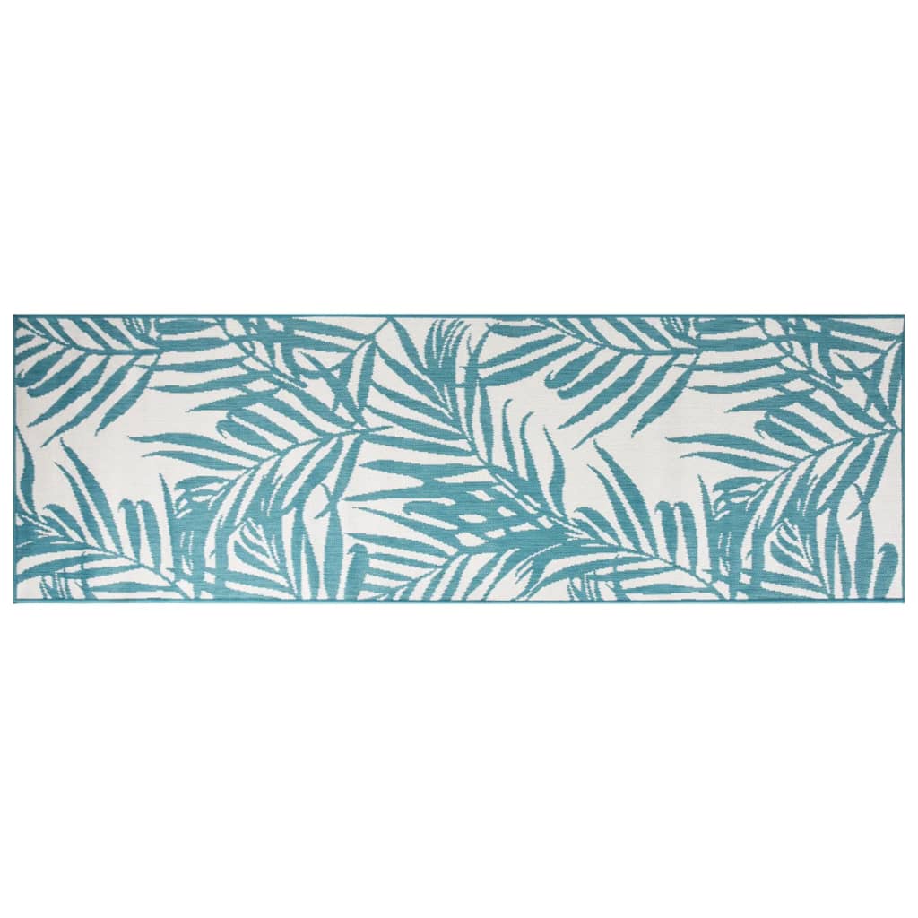 Vidaxl Outdoor Teppich Reversible 80x250 cm Aqua und Weiß