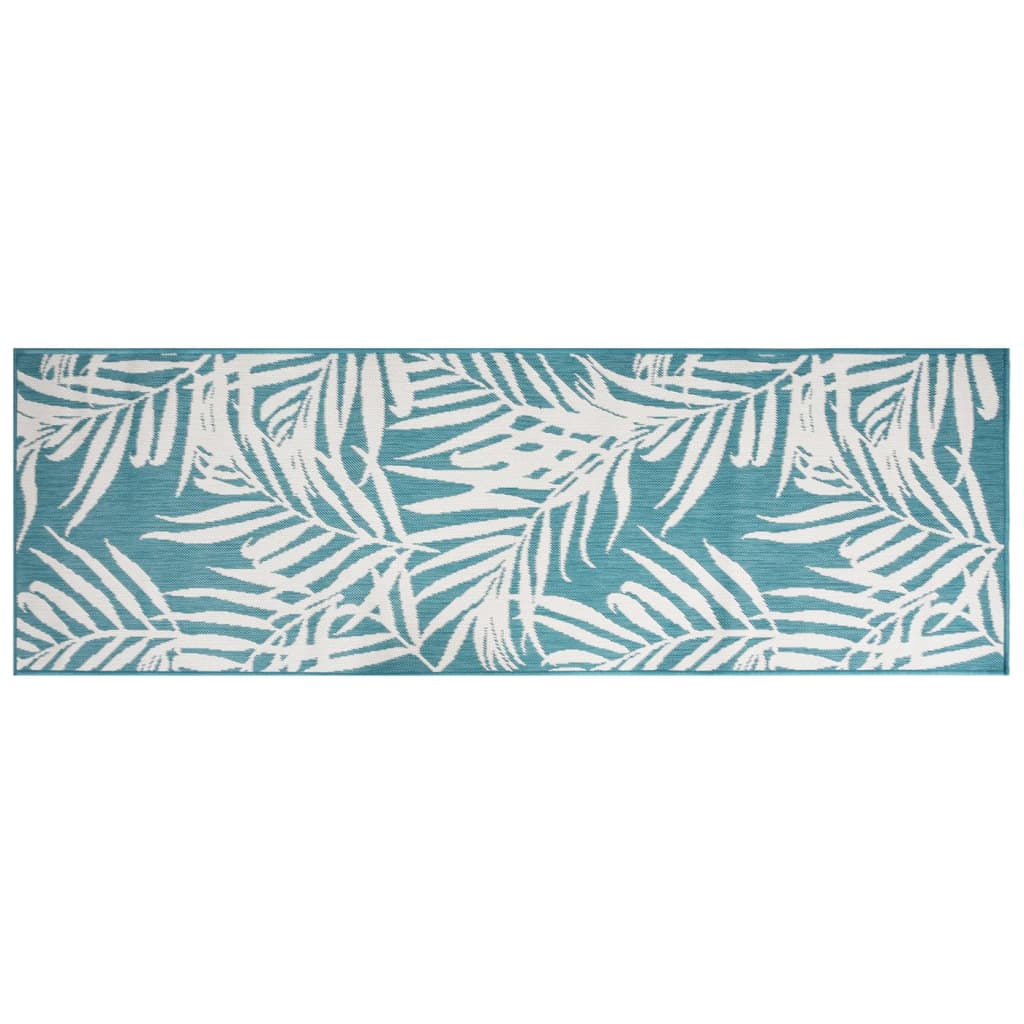 Vidaxl Outdoor Teppich Reversible 80x250 cm Aqua und Weiß